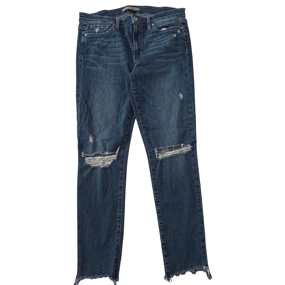 Joes Jeans Melrose Skinny Ankle Distressed Raw Step Hem Blue Denim W31 45TFAMEL